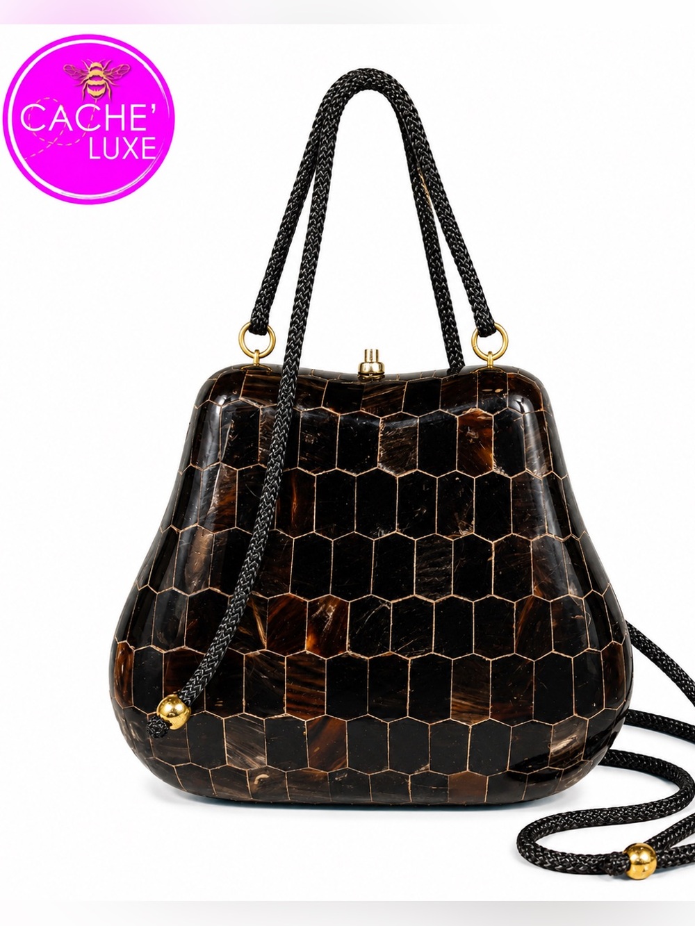 Vintage Rare Brown Uniquely Shaped Handmade Shoulder Bag
